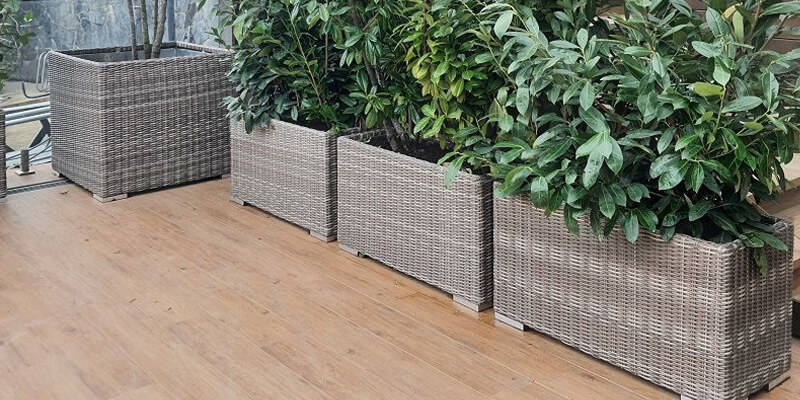 Прямоугольные кашпо из искусственного ротанга | МарКо