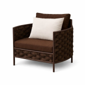 Кресло плетеное Камелия из роупа коричневое