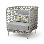 Кресло плетеное Маринеро с высокой спинкой из роупа