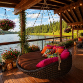 Кровать подвесная плетеная из искусственного ротанга, цвет графит