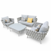 Комплект плетеной мебели Корд (2-х местный диван, 2 кресла и кофейный столик) из роупа
