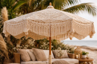 Зонт с плетёным тентом макраме — идеальное сочетание стиля и функциональности.