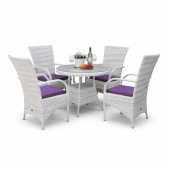 Плетеная обеденная группа на 4 человека Сиена с круглым столом из искусственного ротанга