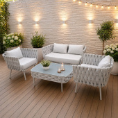 Комплект плетеной мебели Корд (2-х местный диван, 2 кресла и кофейный столик) из роупа