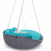 Кровать подвесная к потолку плетеная, цвет эбен лунный