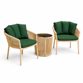 Комплект плетеной мебели для балкона Кабардинка (с подушками) из искусственного ротанга, цвет песочный