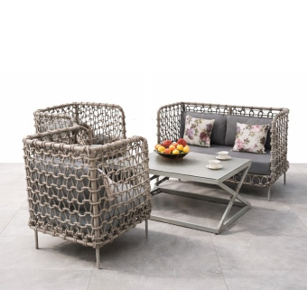 Кресло плетеное Маринеро с высокой спинкой из роупа