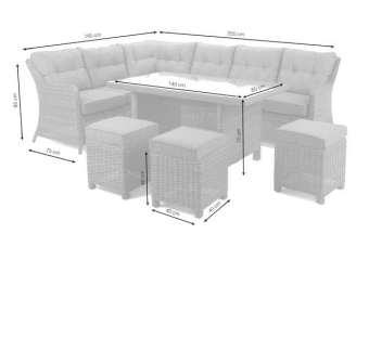 Мебель для террасы из искусственного ротанга Тоскана Микс с плетеным столом.