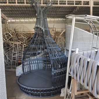 Кровать беседка плетеная уличная Мобика цвет грисард
