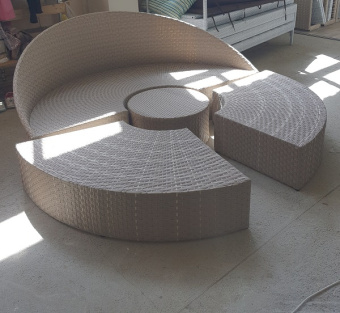 Пляжная раздвижная кровать из искусственного ротанга с навесом и модулями