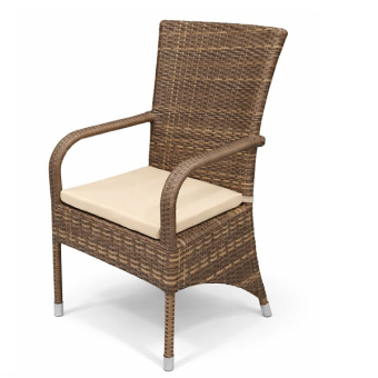 Стул из искусственного ротанга с подлокотником "Сиена" цвет тик