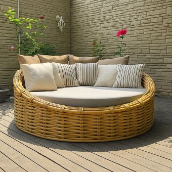 Кушетка из ротанга Лагуна песочная