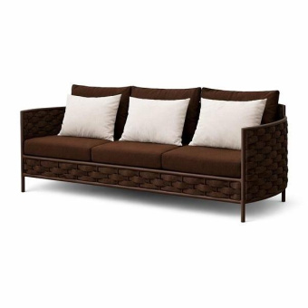 Диван плетеный Камелия 3-х местный из роупа в коричневом цвете