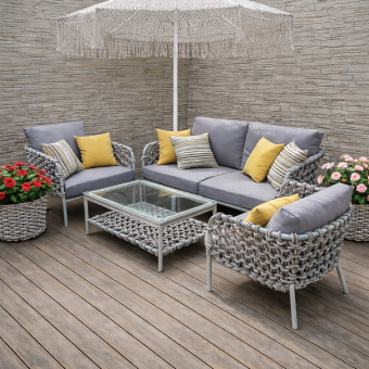 Комплект плетеной мебели Марина ( 1 диван , 2 кресла и стол)