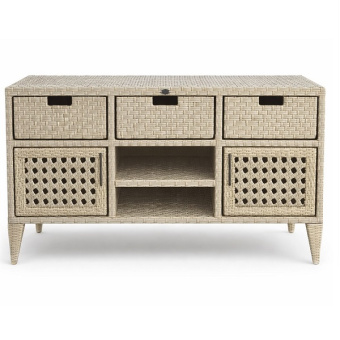 Комод плетеный Океан 140 см (широкий) из искусственного ротанга, цвет граб