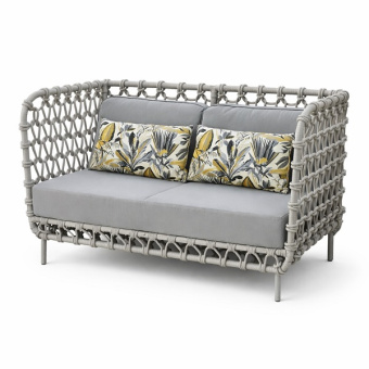 Диван плетеный Маринеро 147 см 2-х местный с высокой спинкой из роупа