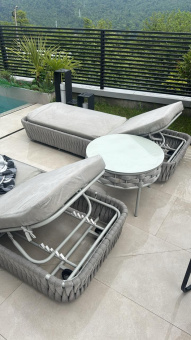 Столик для шезлонга «Камелия» D 70 роуп лен 7038