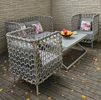 Комплект плетеной мебели Маринеро с высокой спинкой( 1 диван , 2 кресла и стол)