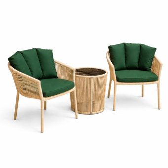 Комплект плетеной мебели для балкона Кабардинка (с подушками) из искусственного ротанга, цвет песочный