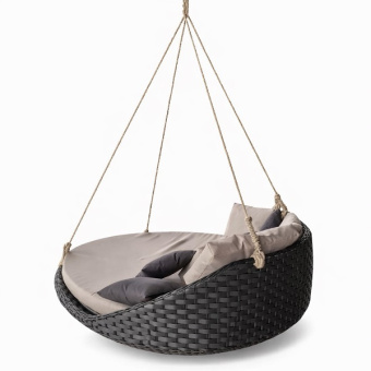 Кровать подвесная плетеная из искусственного ротанга, цвет графит