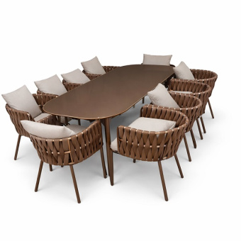 Обеденная группа из роупа с овальным столом Корд коричневый