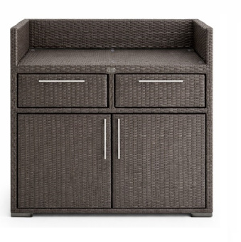 Уличный комод из искусственного ротанга 110×50×110 см, мокко