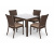 Комплект стол 90*90 см и 4 стула без подлокотников, коричневый